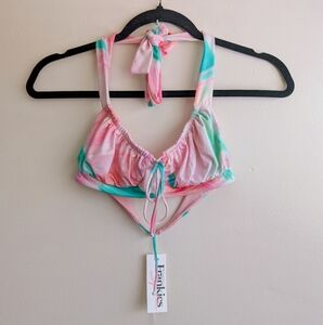 Frankie's Bikinis Romantic Beach Vacation Peasant Bust Halter Bikini Top